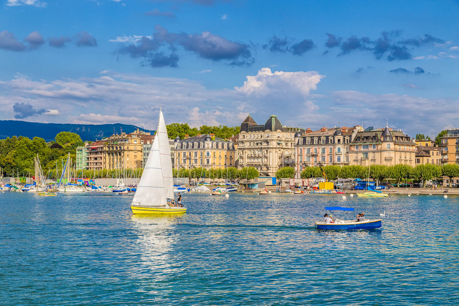 Blue Sky and Clouds in Summer of Geneva